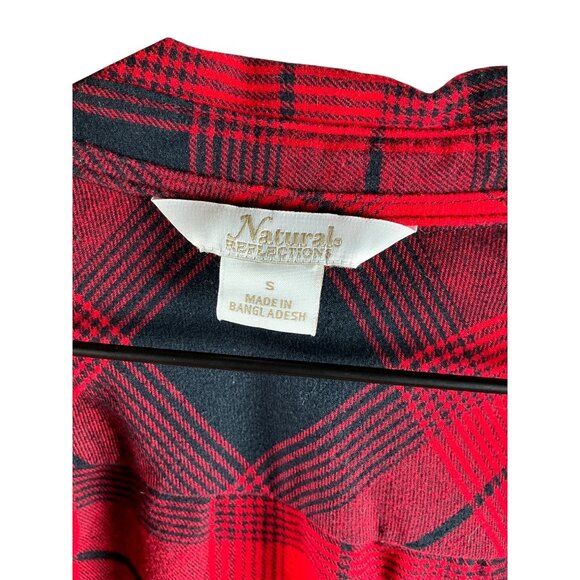 Natural Reflection- Woman's Long Sleeve Red and Black Flannel- Size S - Picture 3 of 5